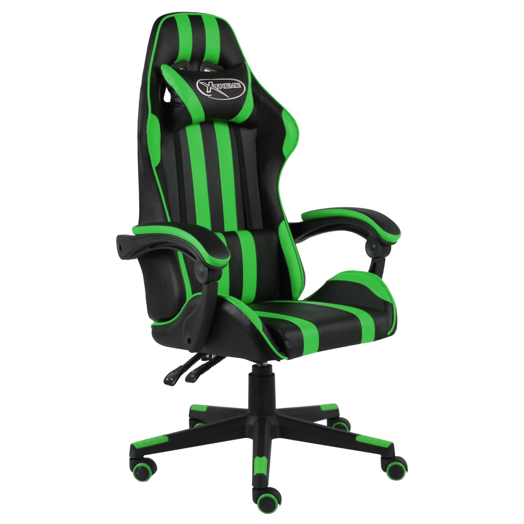vidaXL Gaming Chair Black and Green Faux Leather