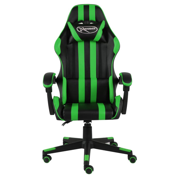 vidaXL Gaming Chair Black and Green Faux Leather