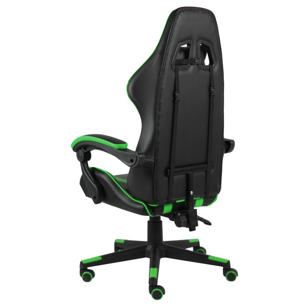 vidaXL Gaming Chair Black and Green Faux Leather