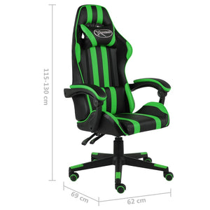 vidaXL Gaming Chair Black and Green Faux Leather