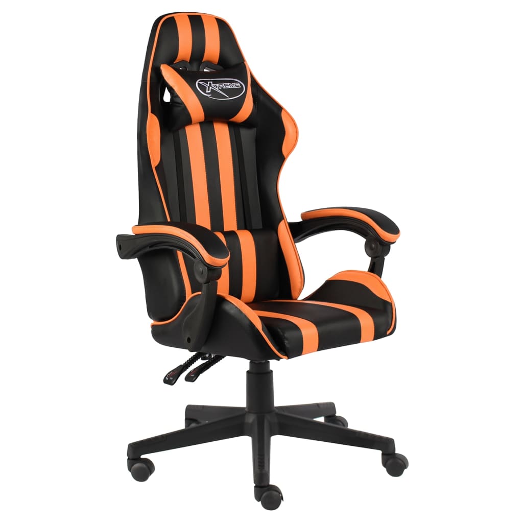vidaXL Gaming Chair Black and Orange Faux Leather