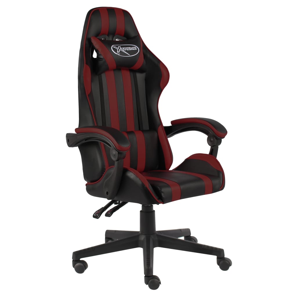 vidaXL Gaming Chair Black and Burgundy Faux Leather
