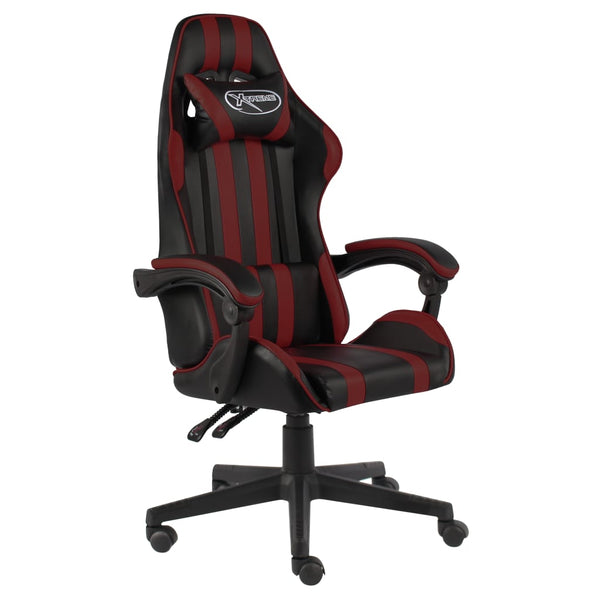 vidaXL Gaming Chair Black and Burgundy Faux Leather