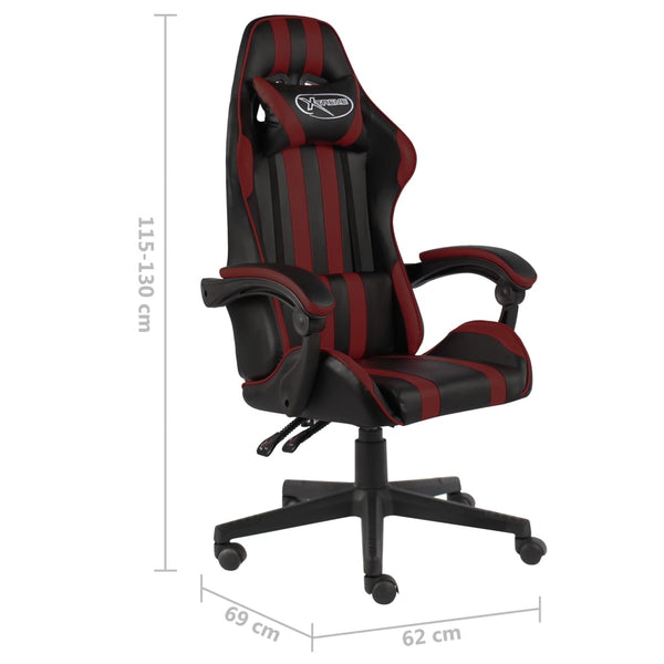vidaXL Gaming Chair Black and Burgundy Faux Leather
