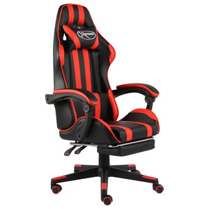 vidaXL Gaming Chair with Footrest Black and Red Faux Leather