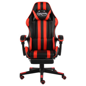 vidaXL Gaming Chair with Footrest Black and Red Faux Leather