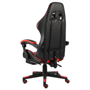 vidaXL Gaming Chair with Footrest Black and Red Faux Leather