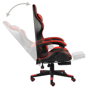 vidaXL Gaming Chair with Footrest Black and Red Faux Leather