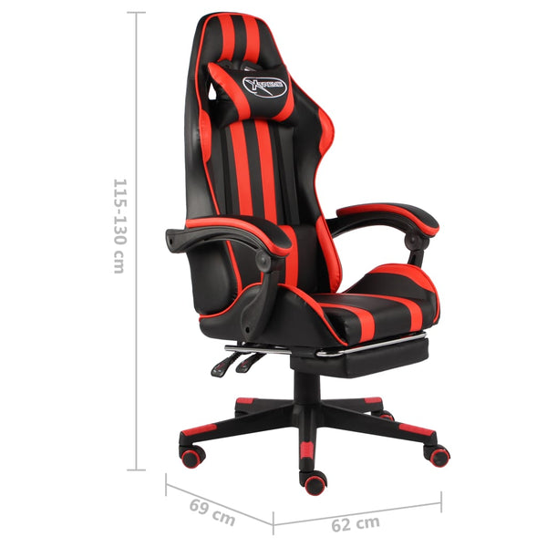 vidaXL Gaming Chair with Footrest Black and Red Faux Leather
