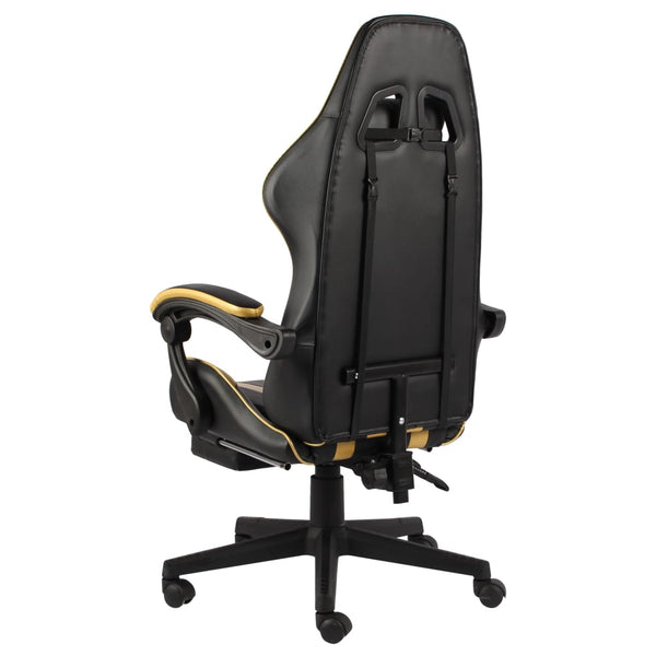 vidaXL Gaming Chair with Footrest Black and Gold Faux Leather