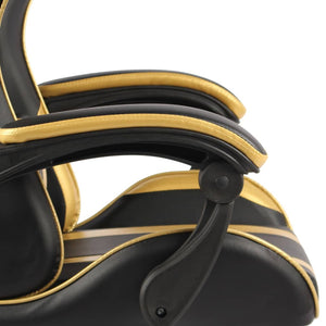 vidaXL Gaming Chair with Footrest Black and Gold Faux Leather
