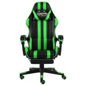 vidaXL Gaming Chair with Footrest Black and Green Faux Leather