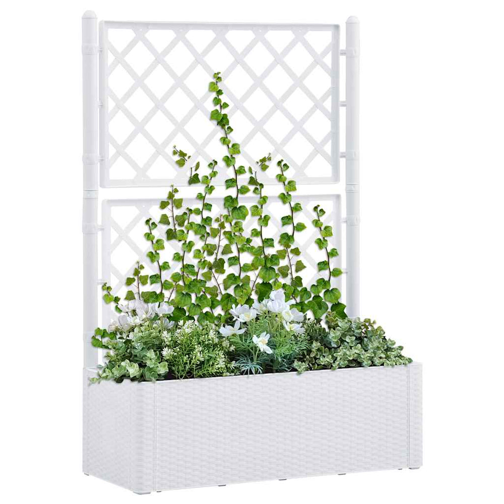 vidaXL Garden Raised Bed with Trellis and Self-Watering System White