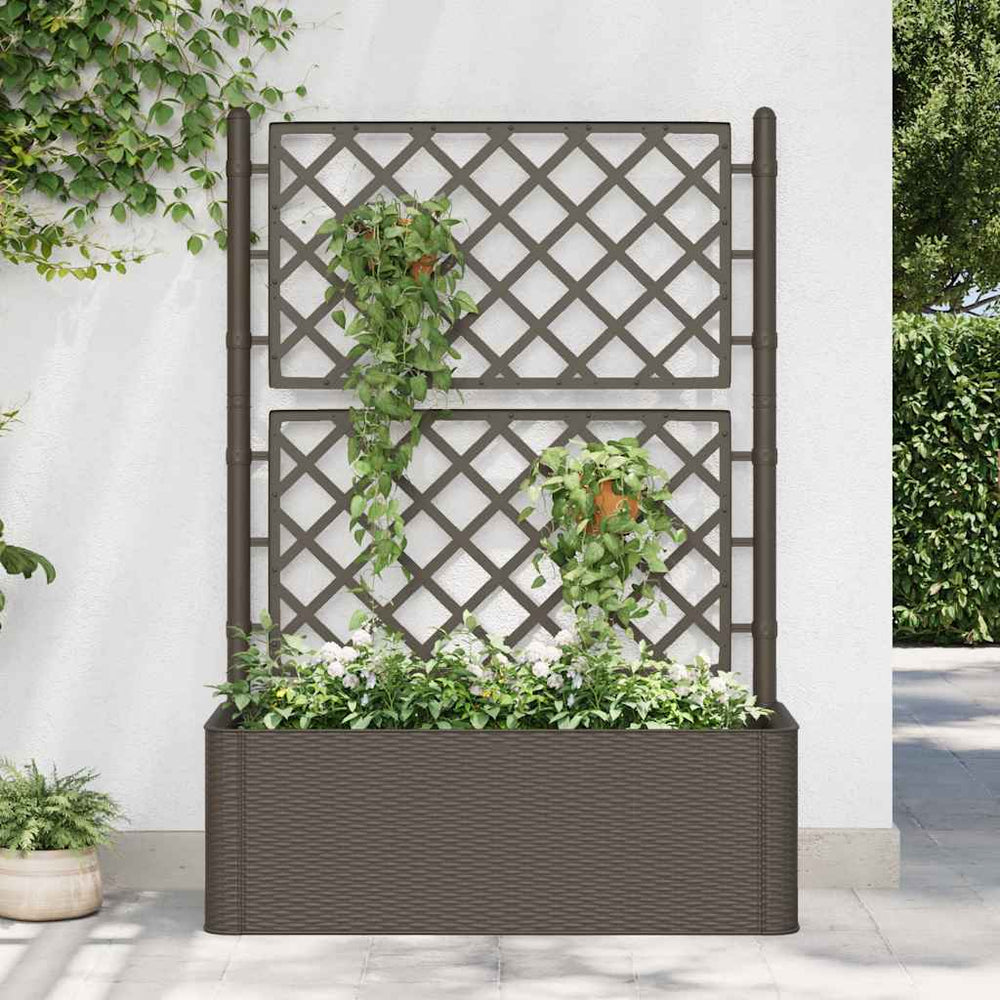 vidaXL Garden Raised Bed with Trellis and Self-Watering System Mocha