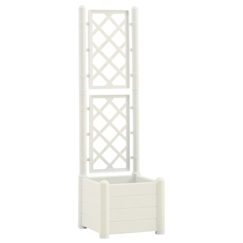 vidaXL Planter with Trellis 43x43x142 cm PP White