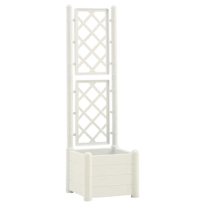 vidaXL Planter with Trellis 43x43x142 cm PP White