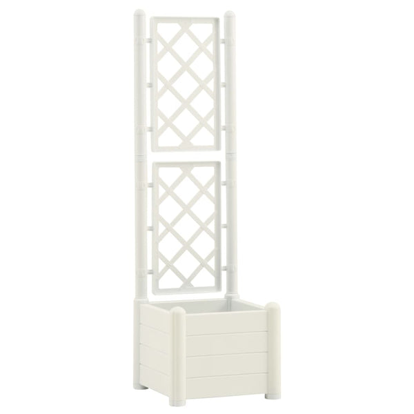 vidaXL Planter with Trellis 43x43x142 cm PP White