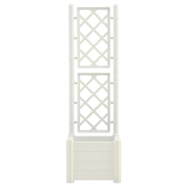 vidaXL Planter with Trellis 43x43x142 cm PP White