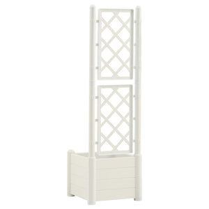 vidaXL Planter with Trellis 43x43x142 cm PP White
