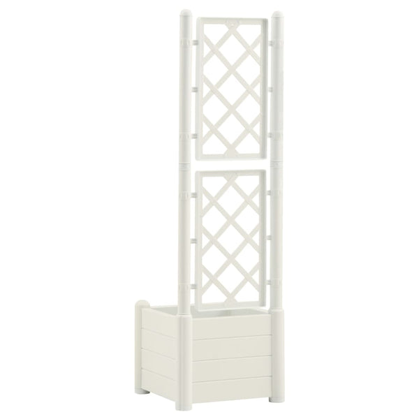 vidaXL Planter with Trellis 43x43x142 cm PP White