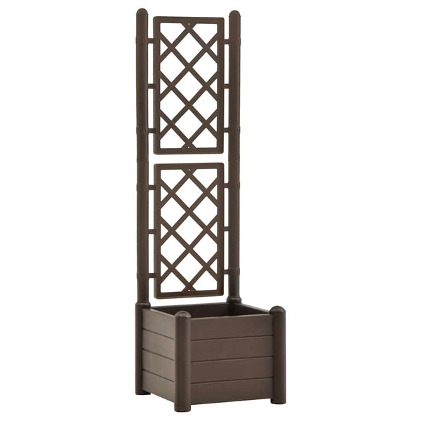 vidaXL Planter with Trellis 43x43x142 cm PP Mocca
