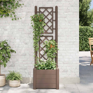 vidaXL Planter with Trellis 43x43x142 cm PP Mocca