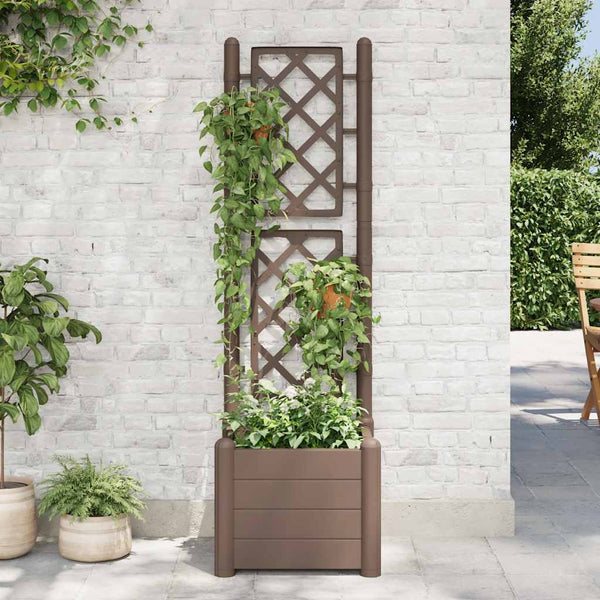 vidaXL Planter with Trellis 43x43x142 cm PP Mocca