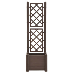 vidaXL Planter with Trellis 43x43x142 cm PP Mocca