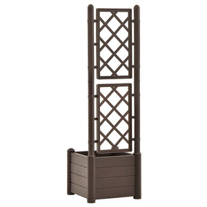 vidaXL Planter with Trellis 43x43x142 cm PP Mocca