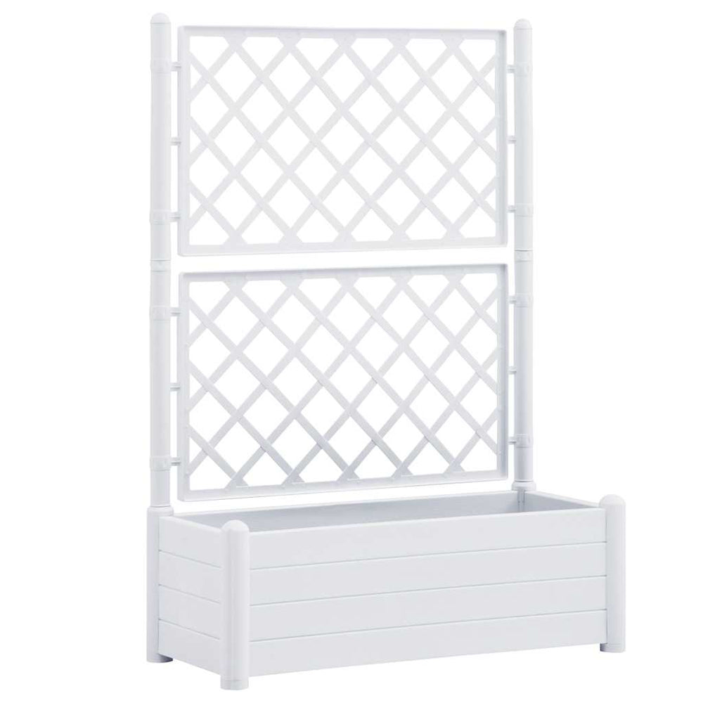 vidaXL Planter with Trellis 100x43x142 cm PP White