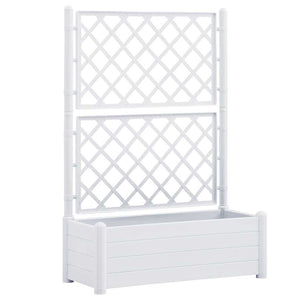 vidaXL Planter with Trellis 100x43x142 cm PP White