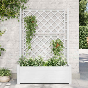 vidaXL Planter with Trellis 100x43x142 cm PP White