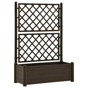 vidaXL Planter with Trellis 100x43x142 cm PP Moka