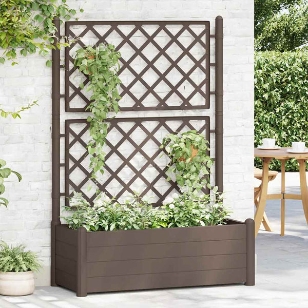 vidaXL Planter with Trellis 100x43x142 cm PP Moka