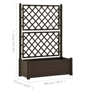 vidaXL Planter with Trellis 100x43x142 cm PP Moka