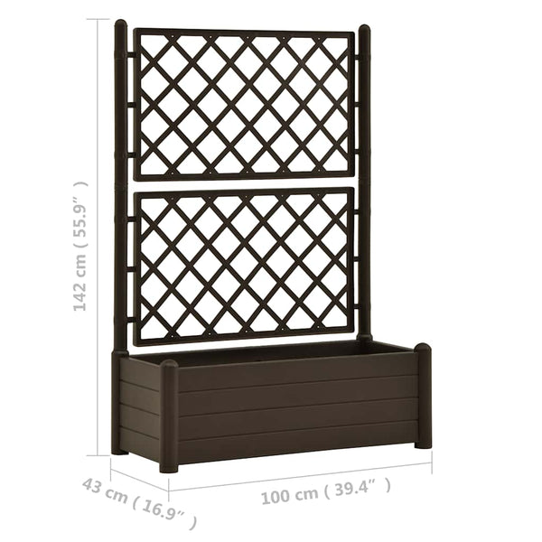 vidaXL Planter with Trellis 100x43x142 cm PP Moka