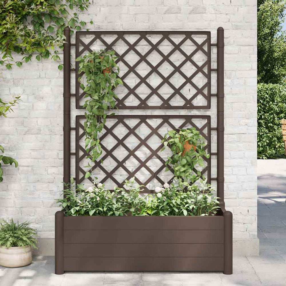 vidaXL Planter with Trellis 100x43x142 cm PP Moka