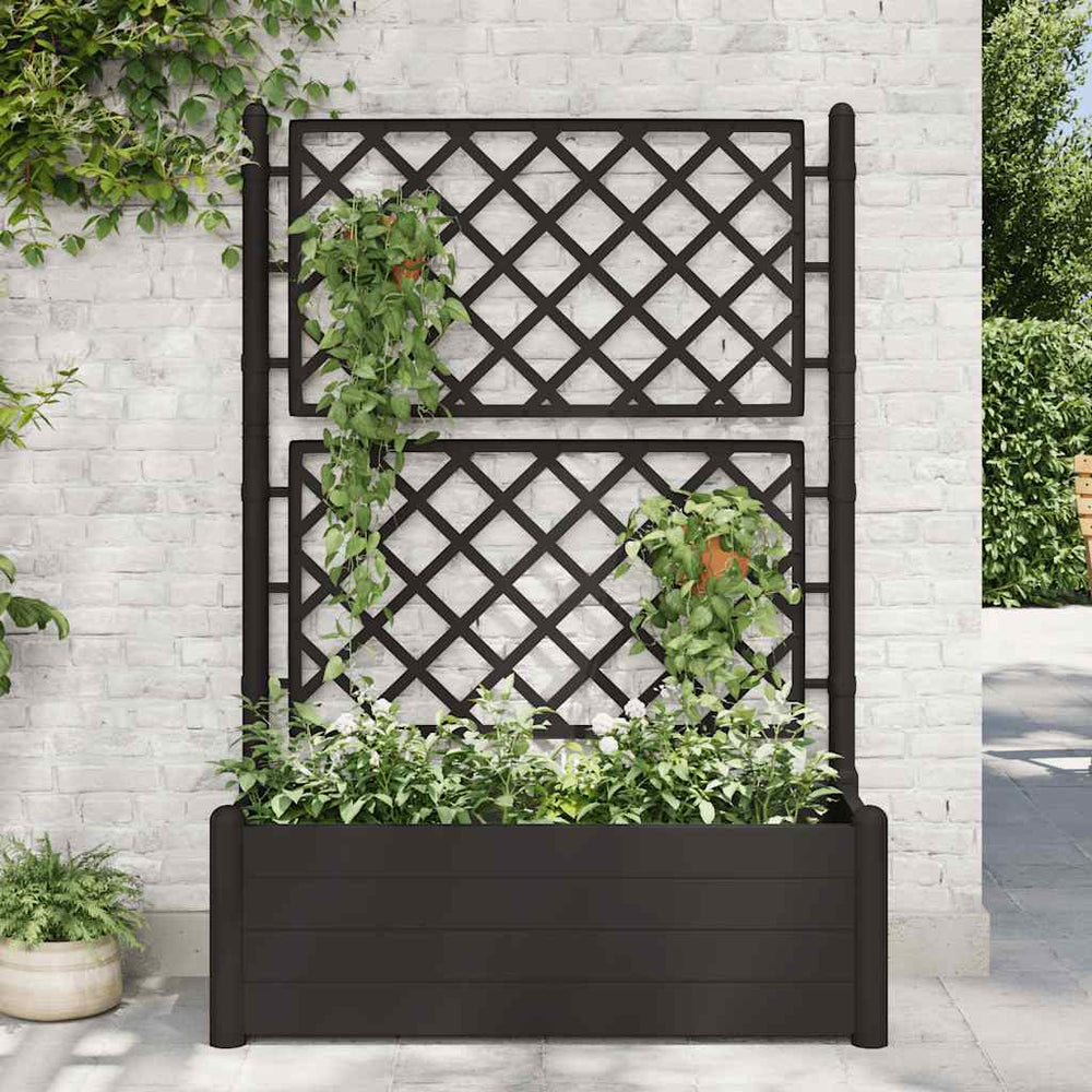 vidaXL Planter with Trellis 100x43x142 cm PP Anthracite