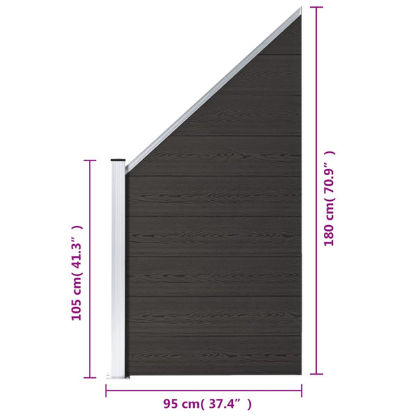 vidaXL WPC Fence Panel 95x(105-180) cm Black