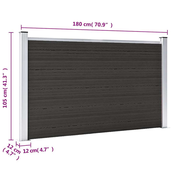 vidaXL WPC Fence Panel 180x105 cm Black