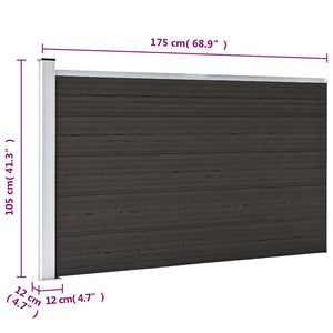 vidaXL WPC Fence Panel 175x105 cm Black