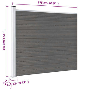 vidaXL WPC Fence Panel 175x146 cm Grey