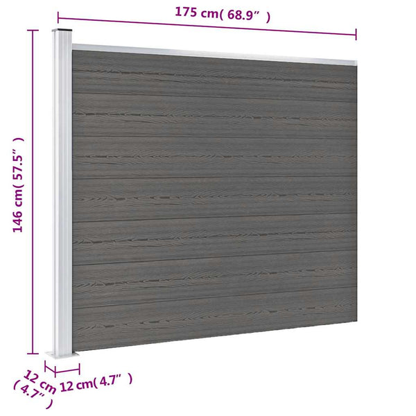 vidaXL WPC Fence Panel 175x146 cm Grey