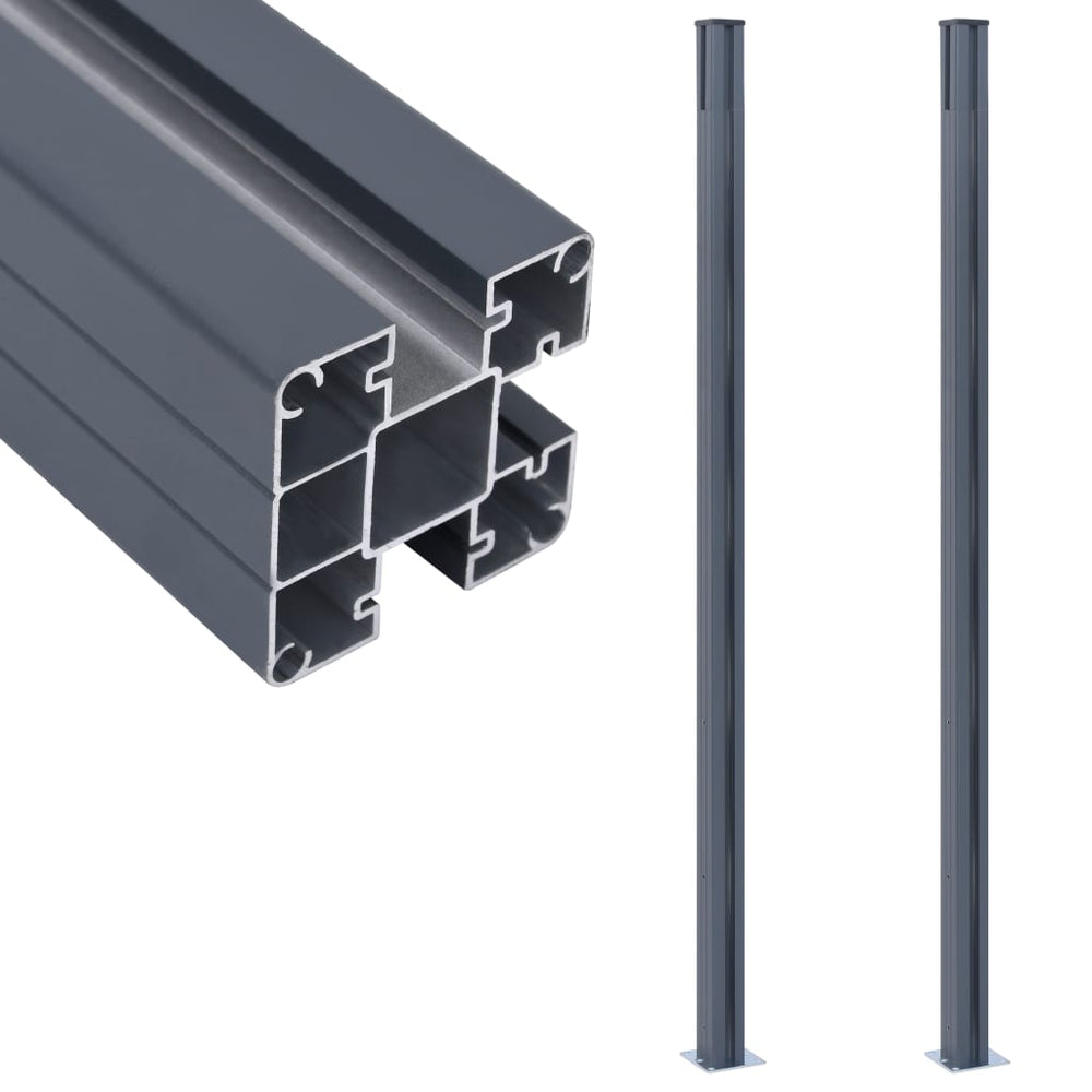 vidaXL Fence Posts 2 pcs Dark Gray 185 cm Aluminium