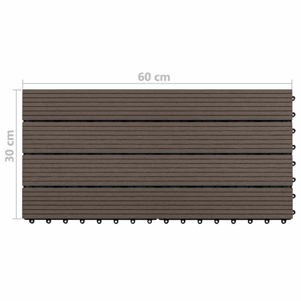 vidaXL Decking Tile 6 pcs Dark Brown 60 x 30 cm WPC