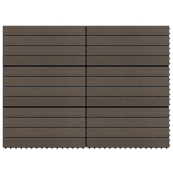 vidaXL Decking Tile 6 pcs Dark Brown 60 x 30 cm WPC