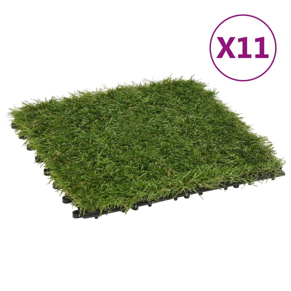 vidaXL Artificial Grass Tiles 11 pcs. Green 30x30 cm