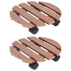 vidaXL Plant Dolly 2 pcs Brown Ø30x7.5 cm WPC