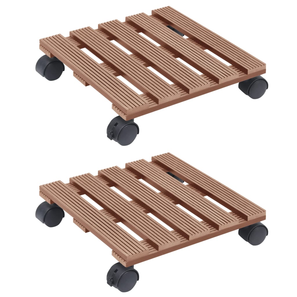 vidaXL Plant Trolley 2 pcs Brown 30x30x7.5 cm WPC