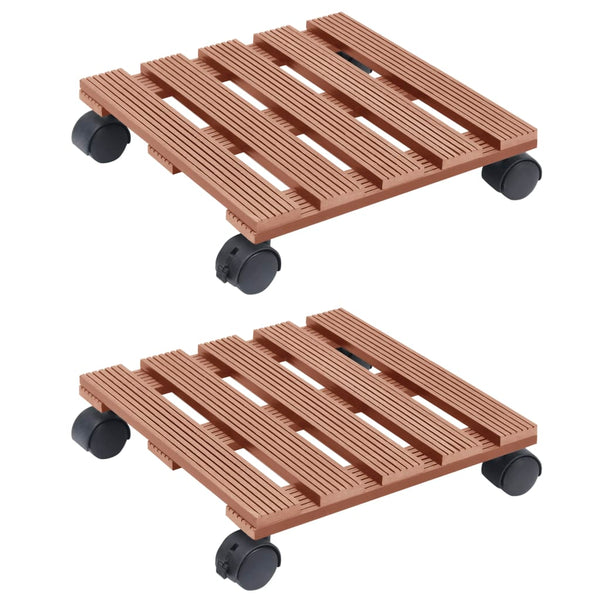 vidaXL Plant Trolley 2 pcs Brown 30x30x7.5 cm WPC